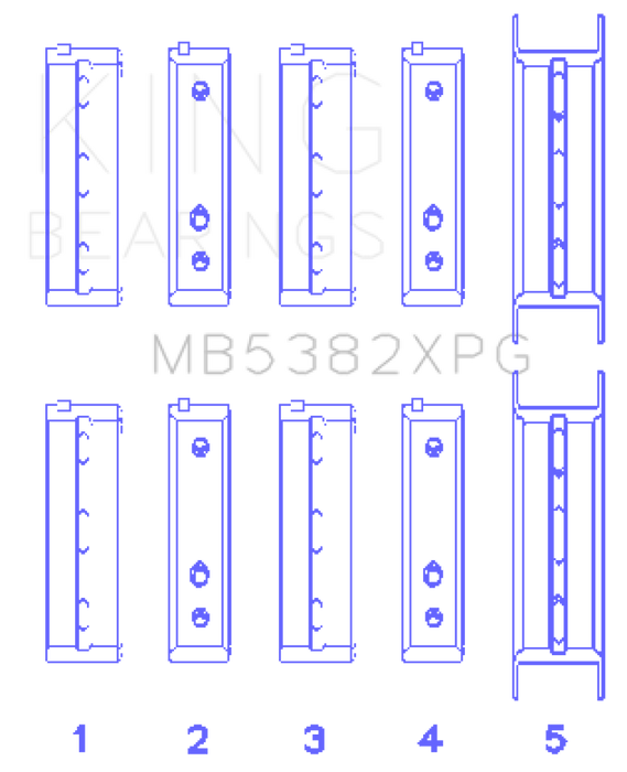 King Subaru EJ20/EJ22/EJ25 (For Thrust in #5 Position) .026 Oversized Tri-Metal Perf Main Bearing Se